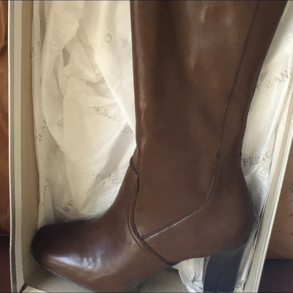 Cognac colored below the knee boots